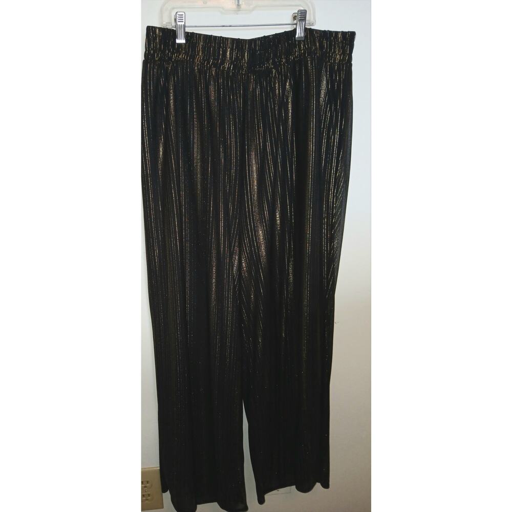 TORRID Cropped Wide Leg Pull On Style 2 Gold Black Dressy Pants 2X 20 22 Striped